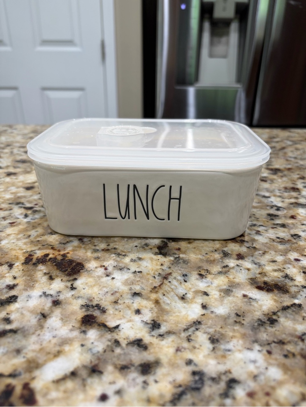 Rae Dunn Ceramic Container with Clear Lid